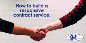 title image for a blog on responsive contracts showing two male hands shaking.