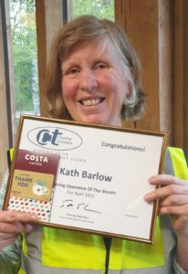 A portrait of Kath, receiving her Cleaners of the Quarter award