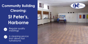 featured image of a case study about community building cleaning showing a church hall.