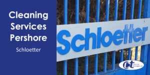 banner image for case study about cleaning services pershore showing schloetter's sign on a gate