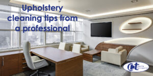 featured image of blog about upholstery cleaning tips from a professional showing an office.