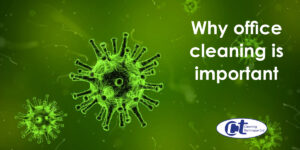 featured image of blog about why office cleaning is important showing a germ